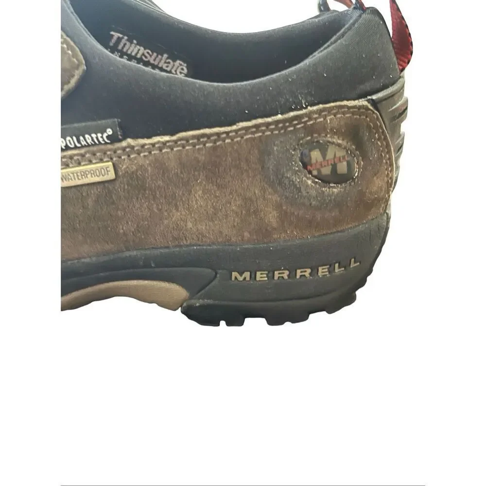 Merrell Mens Brown Polar Moc Waterproof Suede Thinsulate Slip On Shoes Size 9